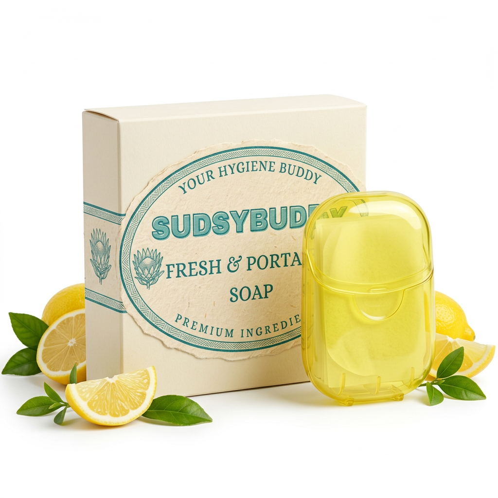 SudsyBuddy Lemon Portable Soap with yellow tinted case